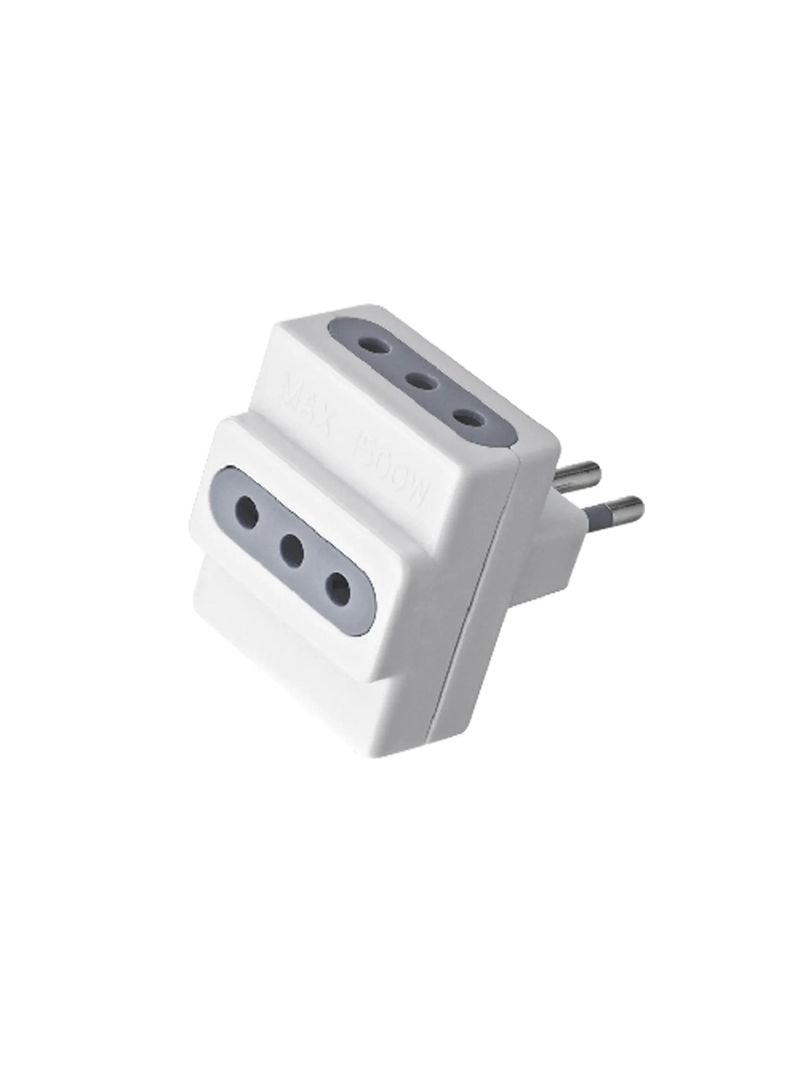 Adaptador triple 3 tomas 2P+T 10A - Macrotel-0
