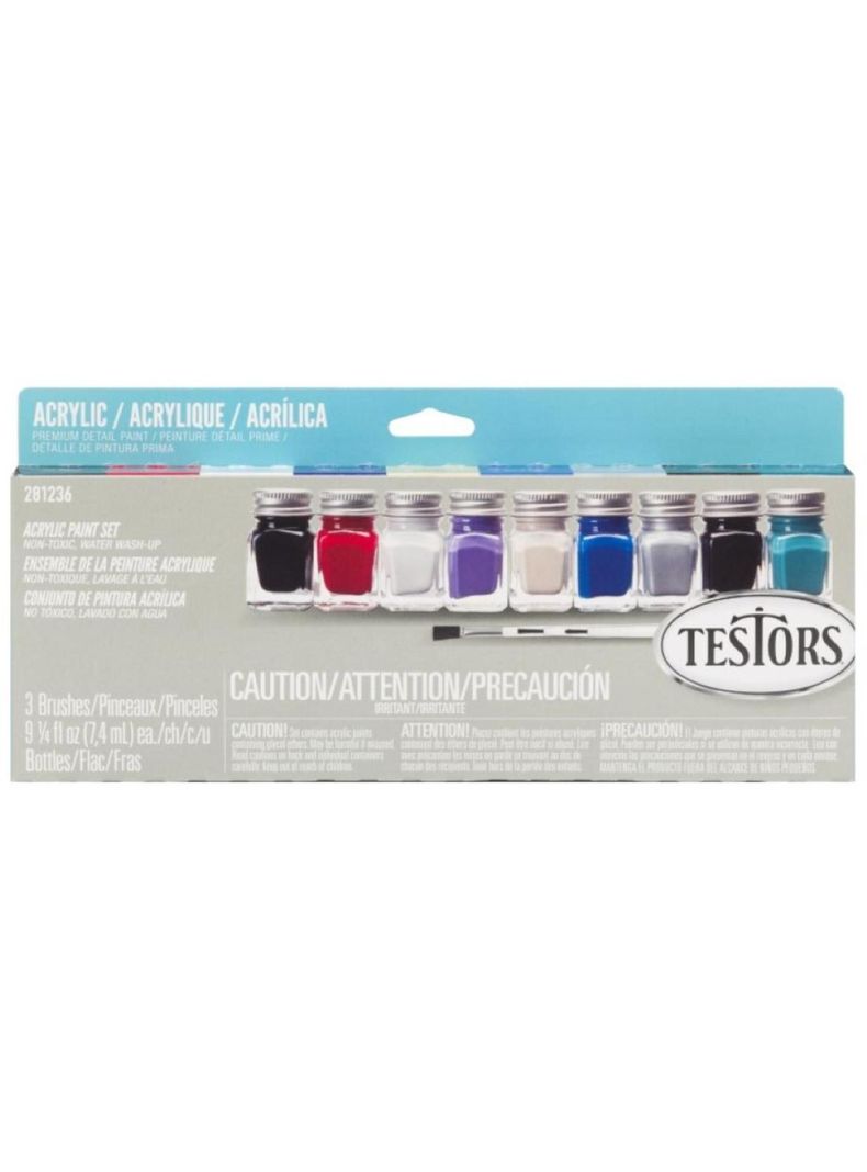 Set De 9 Pinturas Acrílicas Colores Oscuros Testors-0