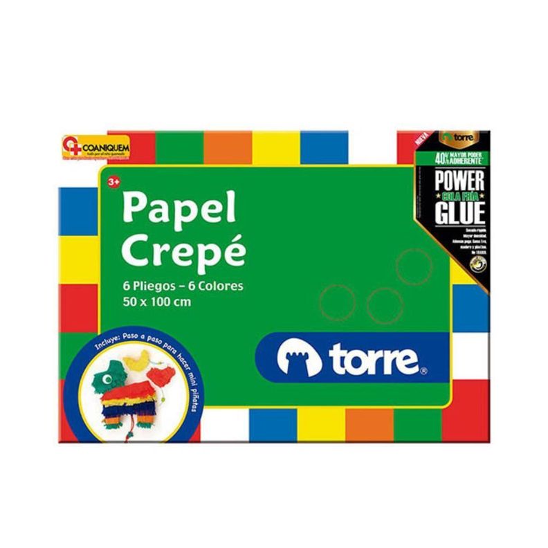 Papel Crepé 6 pliegos / 6 colore 50x100cms Torre-0