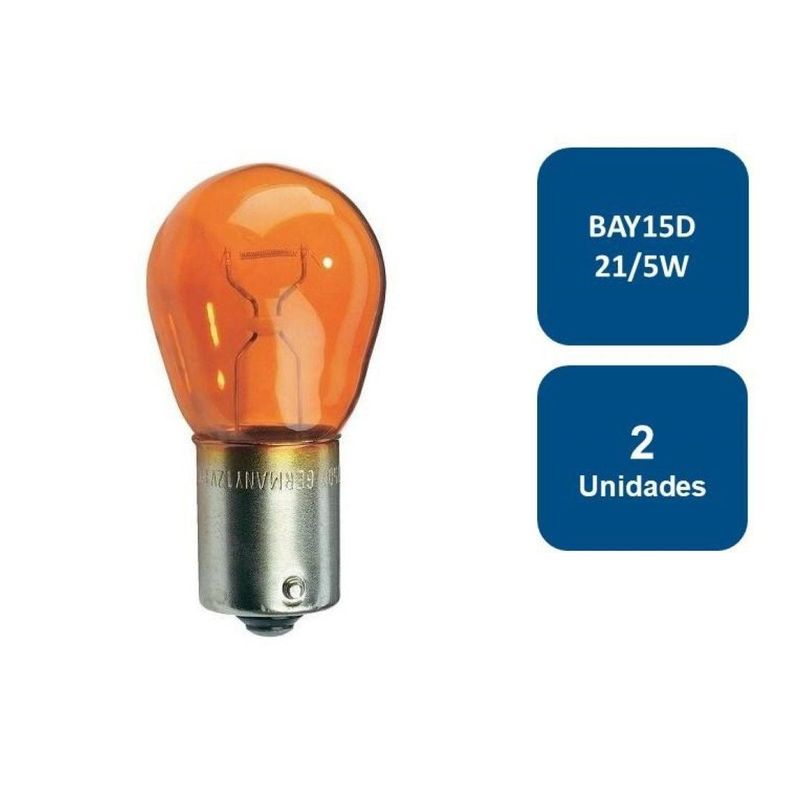 Ampolleta 12v Automovil Globo Grande Ambar Bay15d 21/5w 2un-0
