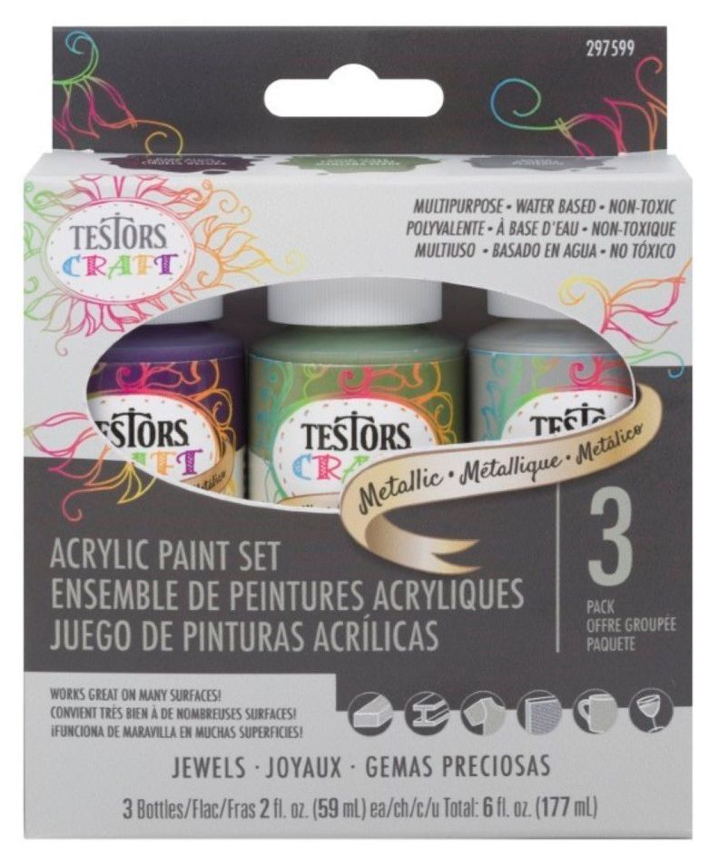 Set De 3 Pinturas Acrílicas Gemas Preciosas Testors-0