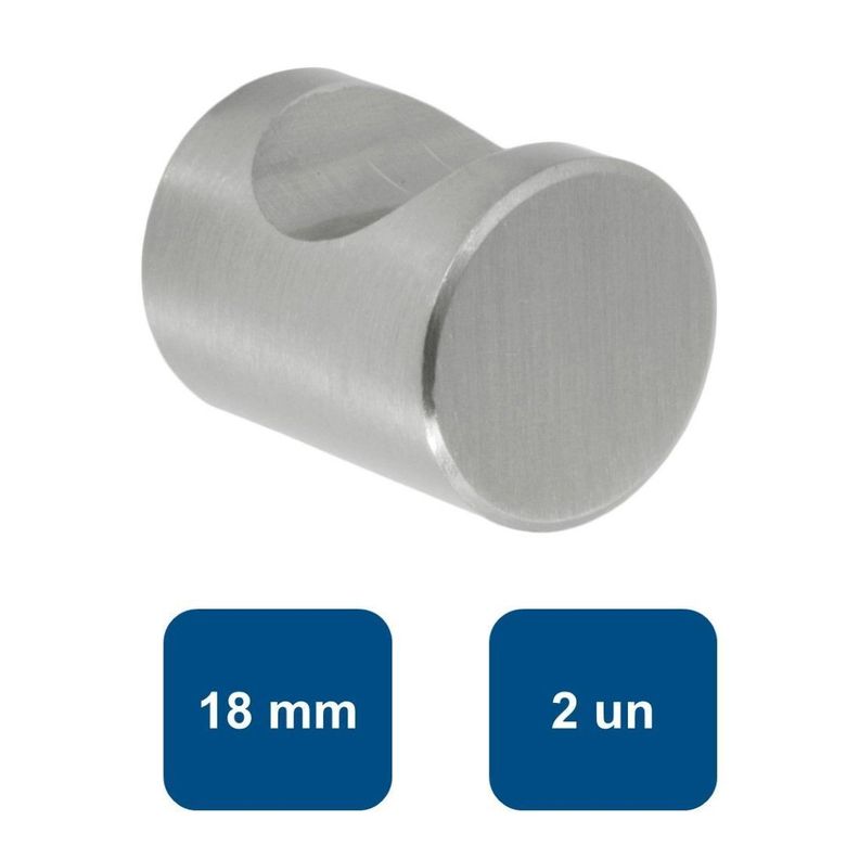Tirador para Mueble Cilindrico Acero 18mm 2un. Rukafe Basics-0