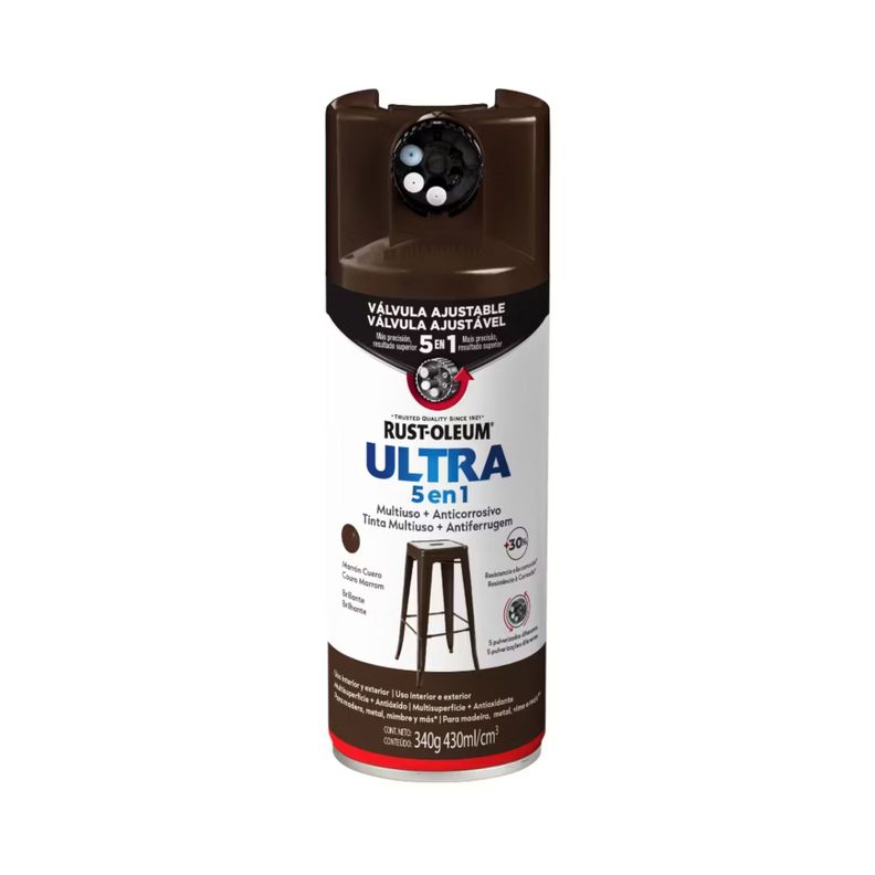Pintura en Aerosol Ultra 5 en 1 340grs Marrón Cuero Brillante - Rust Oleum-0
