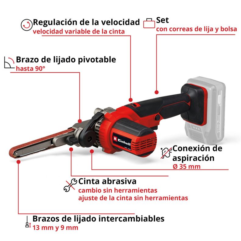 Lima de banda Inalámbrica 18V Expert Sin Batería PXC TE-BF 18 Li-Solo - Einhell-1