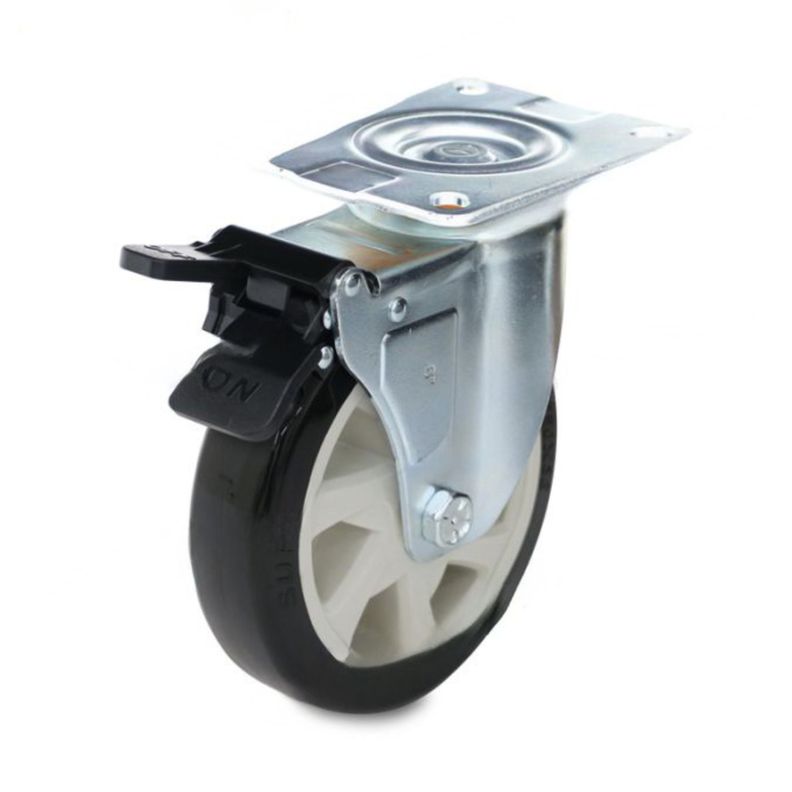 Z05 PU Rueda Giratoria con freno Base Plana 150mm - Supo-0