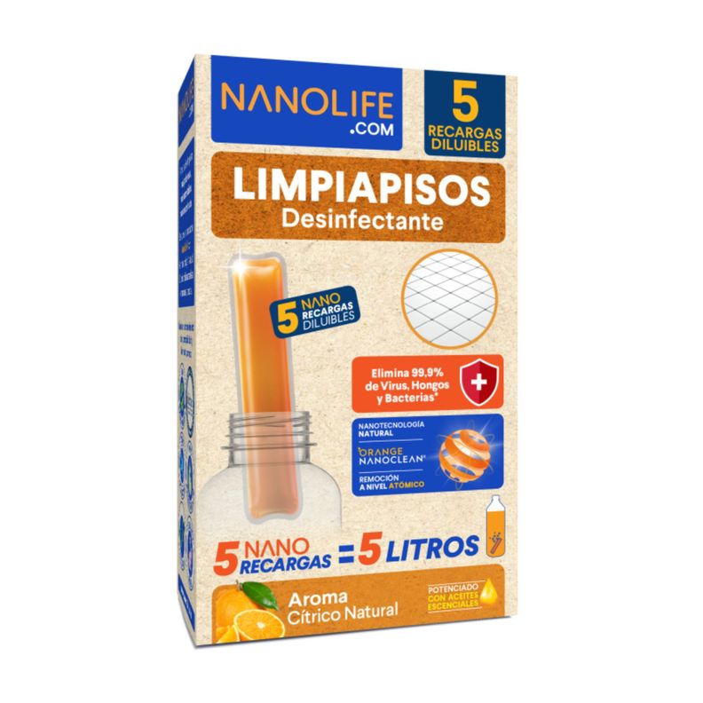 Limpiapisos Desinfectante Recarga Citrico Rinde 5x1lt - Deysa Nanolife-0