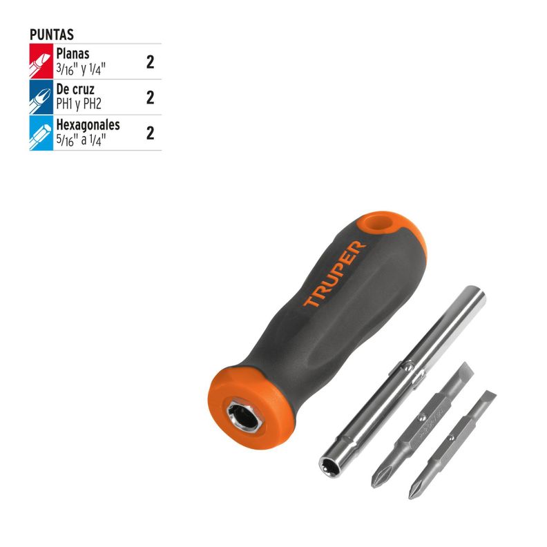 Truper Destornillador Reversible 2 Puntas Dobles-1