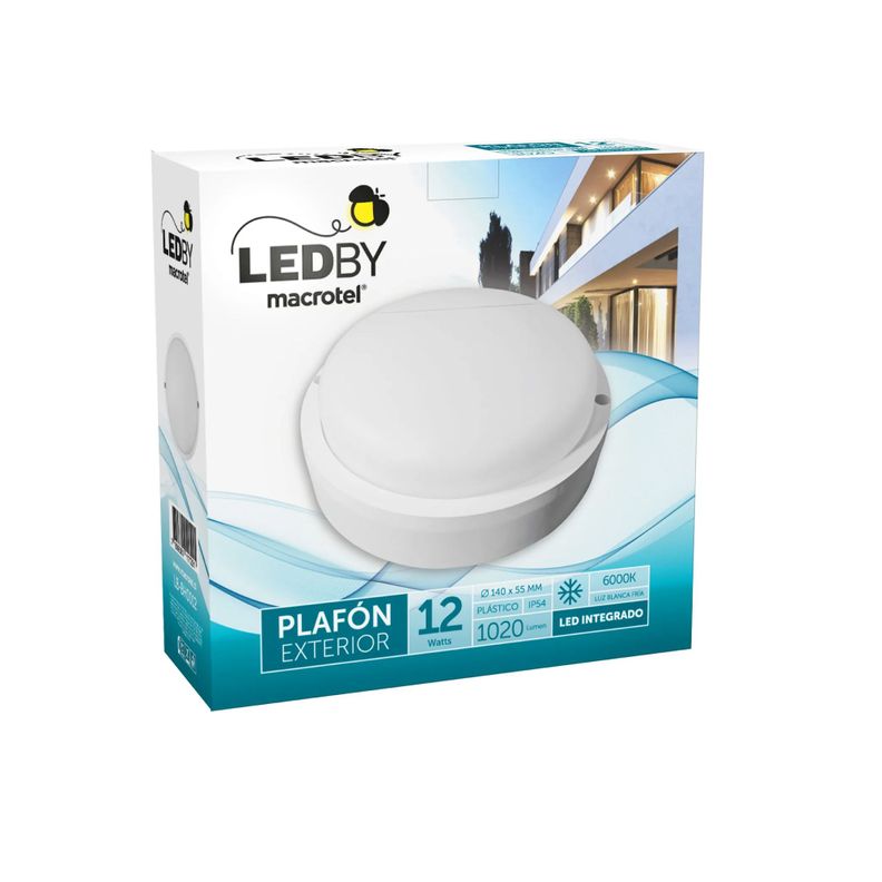 Panel Led Exterior Sobrepuesto Cuerpo Plástico luz fría 6500K 12W - Macrotel-0