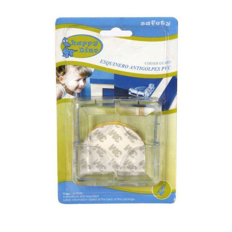 Happy Dino Esquinero Pvc Transparente Anti Golpes Niños 4 Un-0