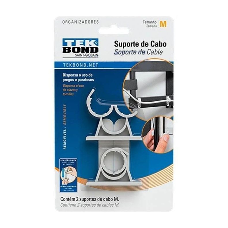 Organizador Adhesivo De Cables M - 2un. Tekbond-0