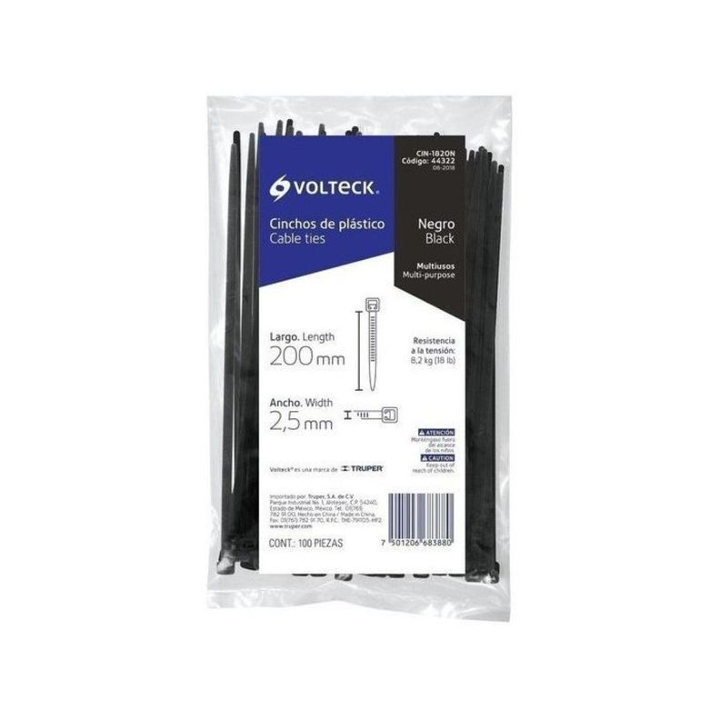 Volteck Amarras Plásticas Negra 2.5x200mm 100un-0