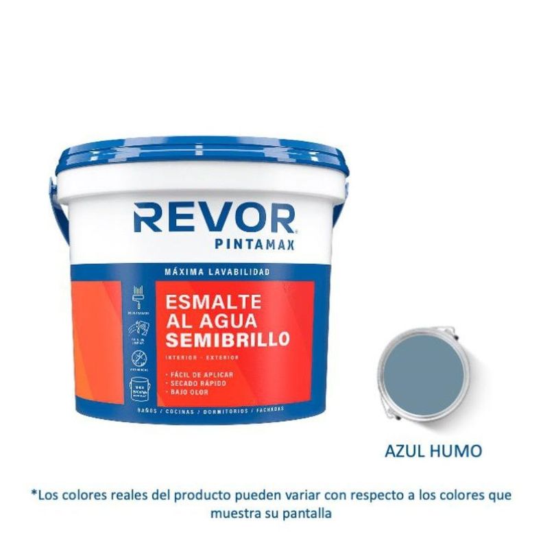Esmalte Al Agua Semibrillo Pintamax 1 Gl Azul Humo Revor-0