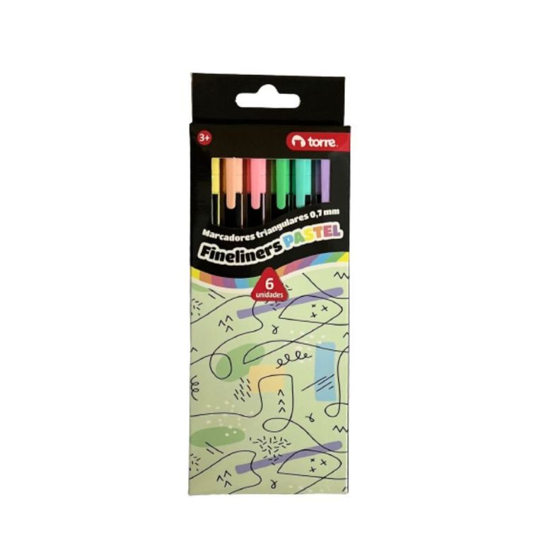 Set de fineliners 0.7mm pastel 6 colores Torre-0