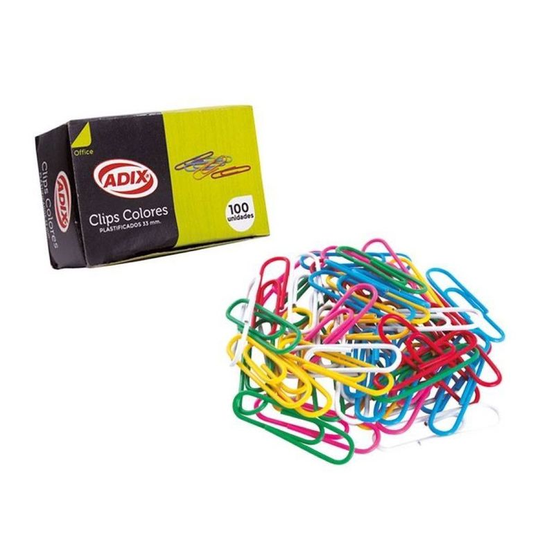 Clip Metal 33mm Plastificado 100un Adix-0
