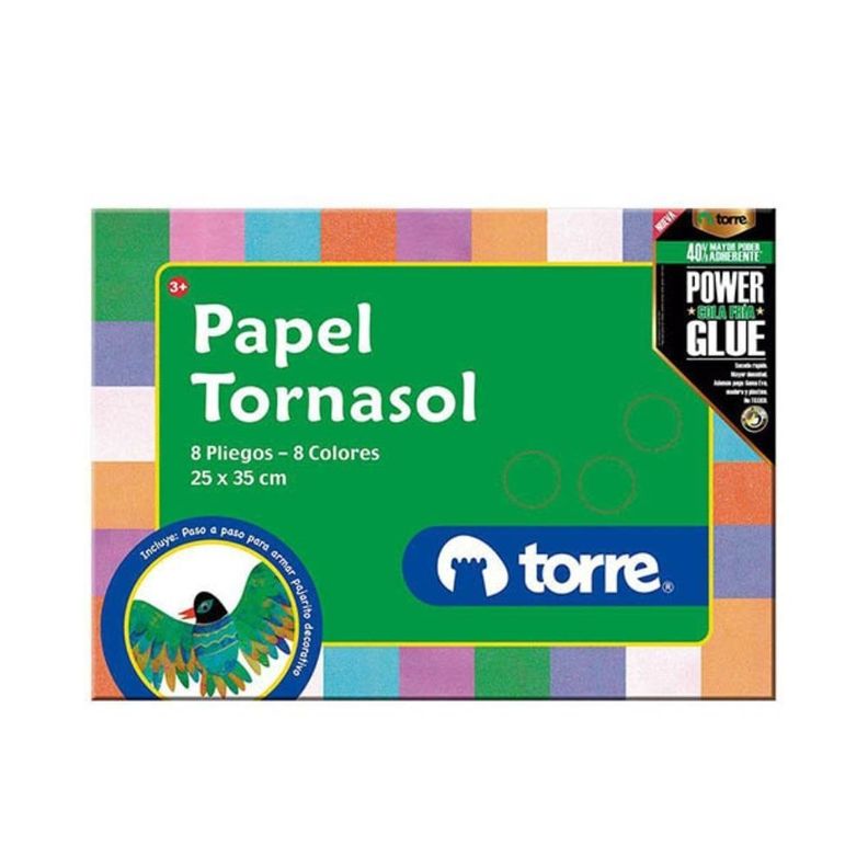 Papel Tornasol 8 pliegos / 8 colores 25x35cms Torre-0
