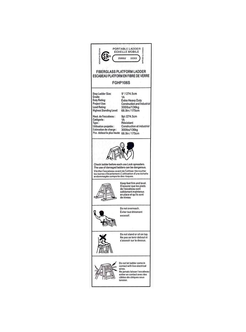 Escalera Tipo Tijera de Fibra / Aluminio con plataforma Certificada 6 peldaños - Toolmax-3