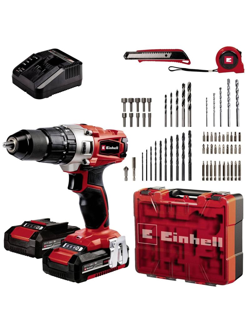 Taladro Percutor Inalámbrico 18V Expert 2Bat 64Acc Einhell-1