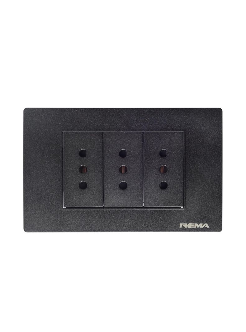 Enchufe Triple Línea Arrayán Negro - Rema-0