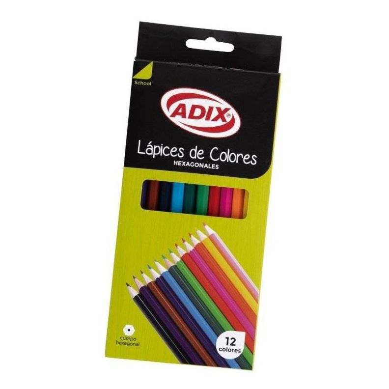 Lápices De Madera Hexagonal 12 Colores Adix-0