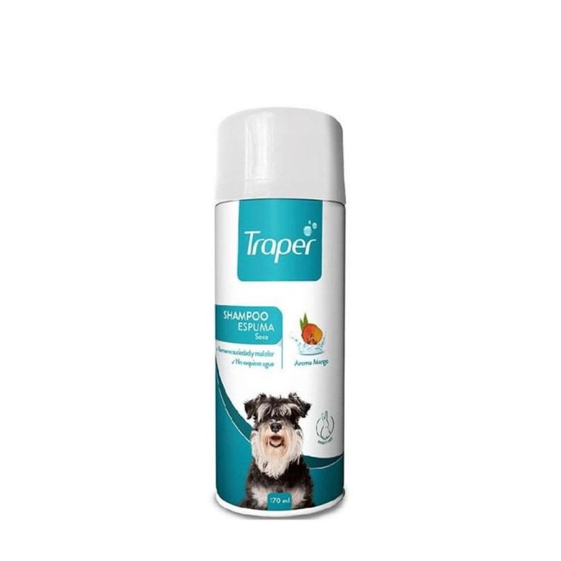 Shampoo Espuma Seca Para Perro Aroma Mango 170ml Traper-0