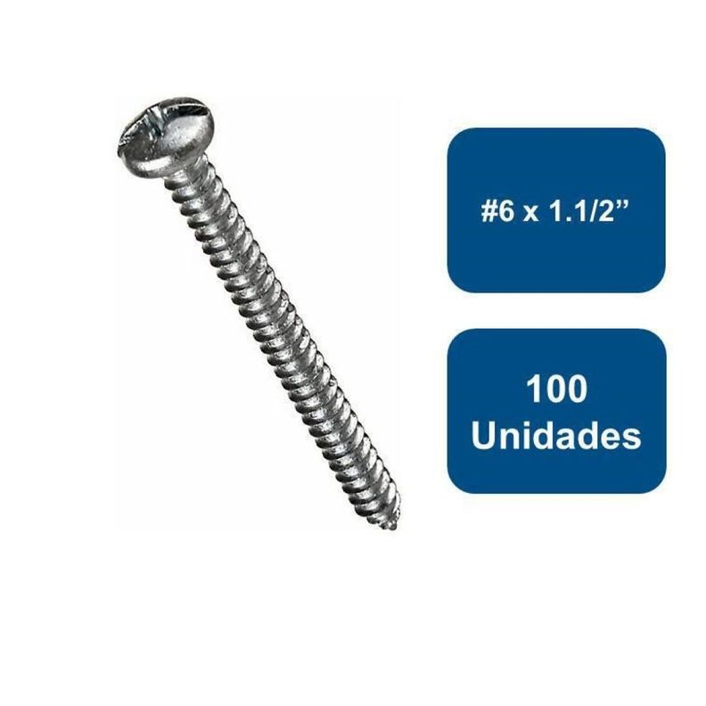 Roscalata Cabeza Binding Zincado #6 X 1.1/2  100un.-0