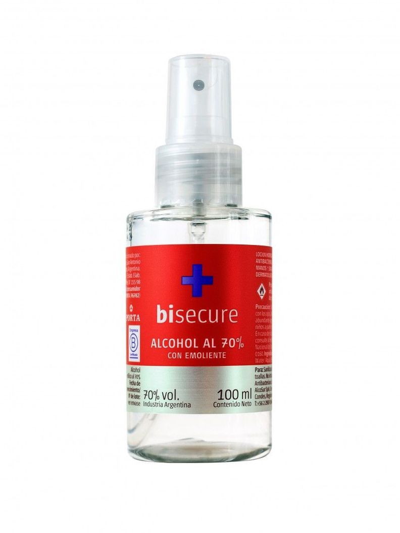 Bisecure Alcohol 70% Con Emoliente 100ml Con Pulverizador-1