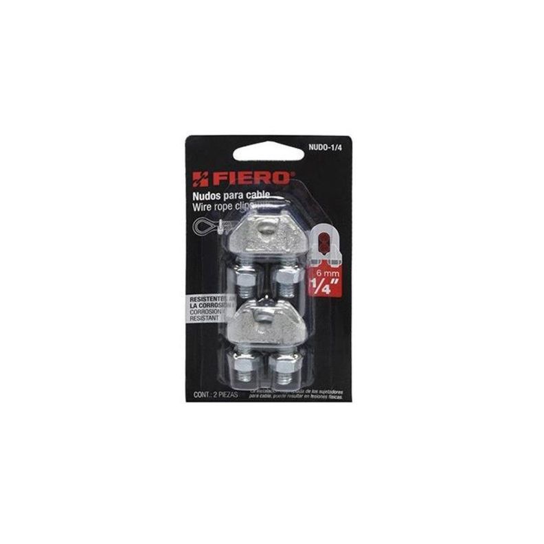 Grapa Para Cable Galvanizada 1/4  2 Un. Fiero-0