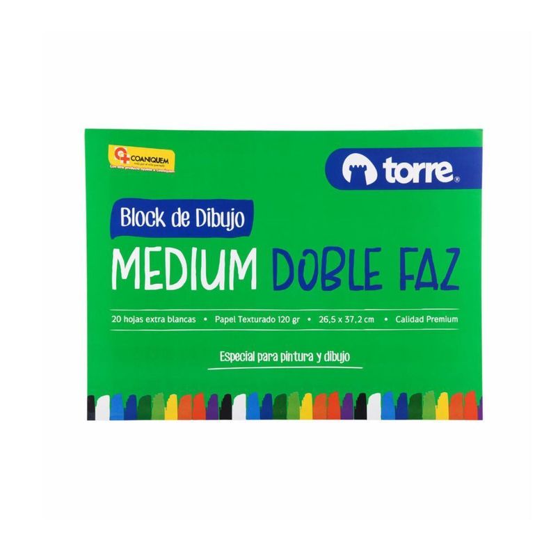 Block de dibujo Medium Doble Faz 20 hojas Torre-0
