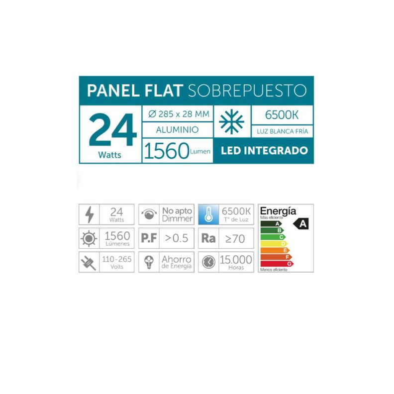 Panel Led Slim Sobrepuesto Cuerpo de Aluminio luz fría 6500K 24W - Macrotel-2