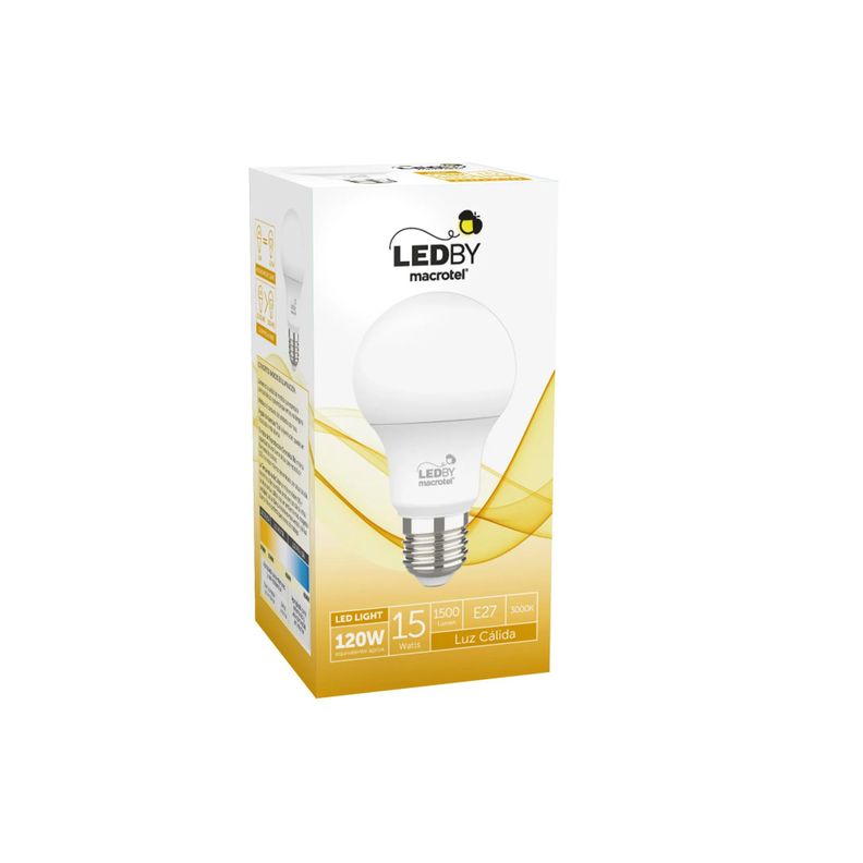 Ampolleta Led E27 luz cálida 3000K 15W - Macrotel-0