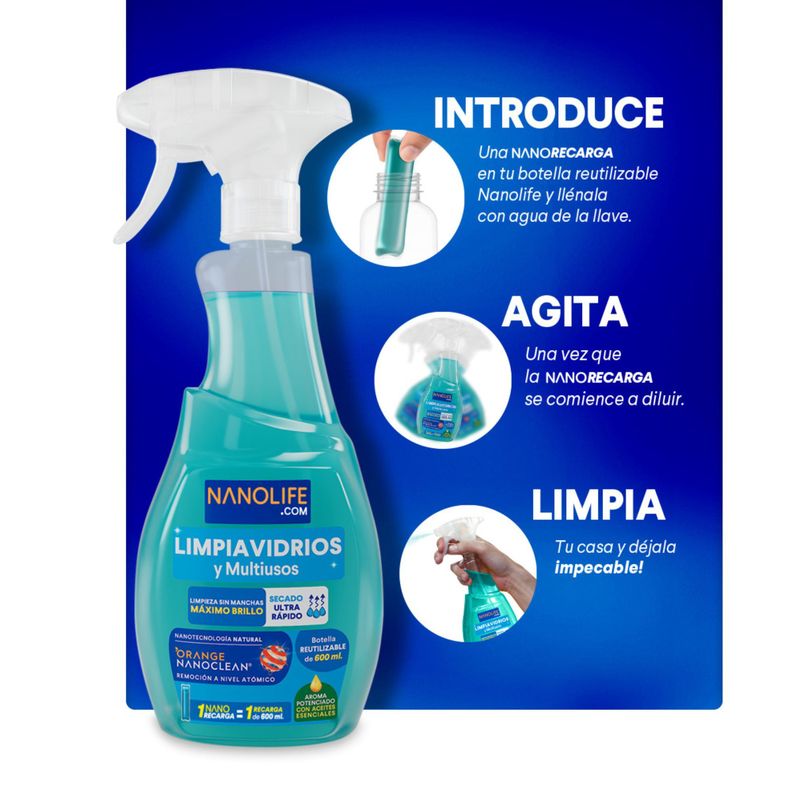 Limpiavidrios Recarga Rinde 600ml - Deysa Nanolife-3