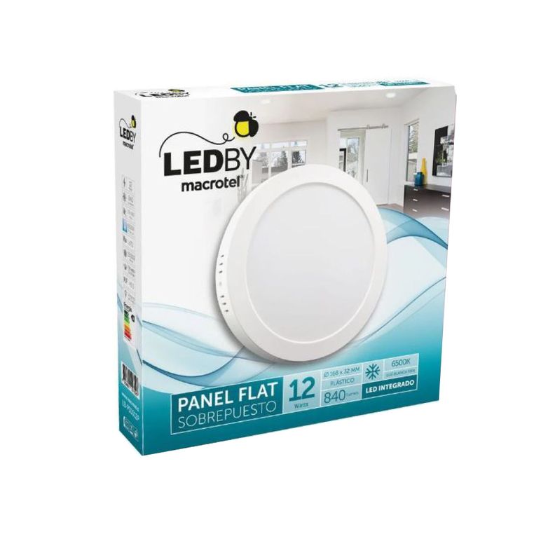 Panel Led Slim Sobrepuesto Cuerpo de Aluminio luz fría 6500K 12W - Macrotel-0
