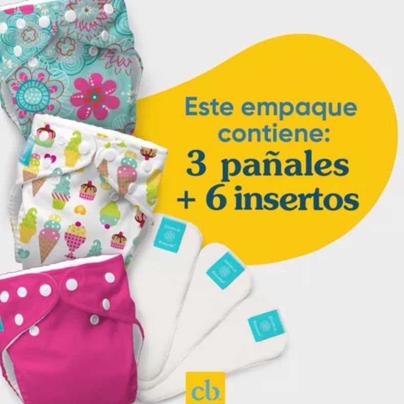 Pañales Niña reutilizables Gratitude 3 + 6 insertos - Charlie Banana-1