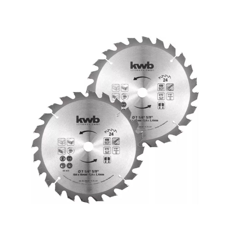 Disco Sierra Circular 7.1/4" / 184mm 24 dientes 2un - KWB-0
