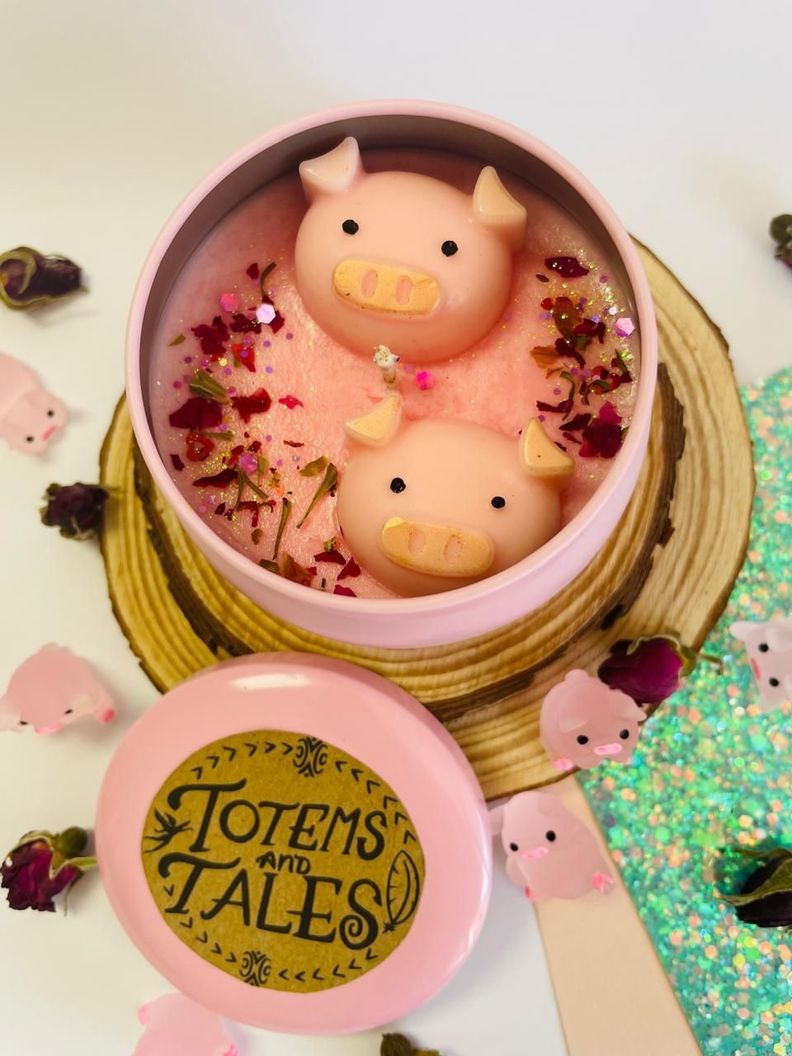 Vela de soja y coco. Pig and Roses 100 grs-0