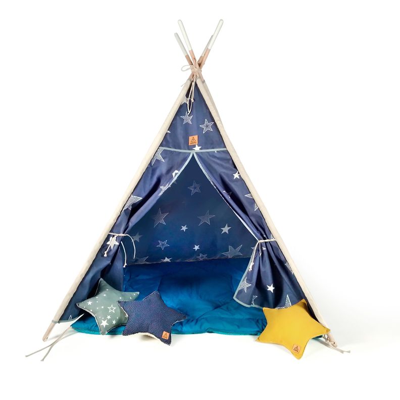 CARPA TIPI (TEEPEE) MODELO AZUL + PLAYMAT + BOLSO DE TRANSPORTE-3