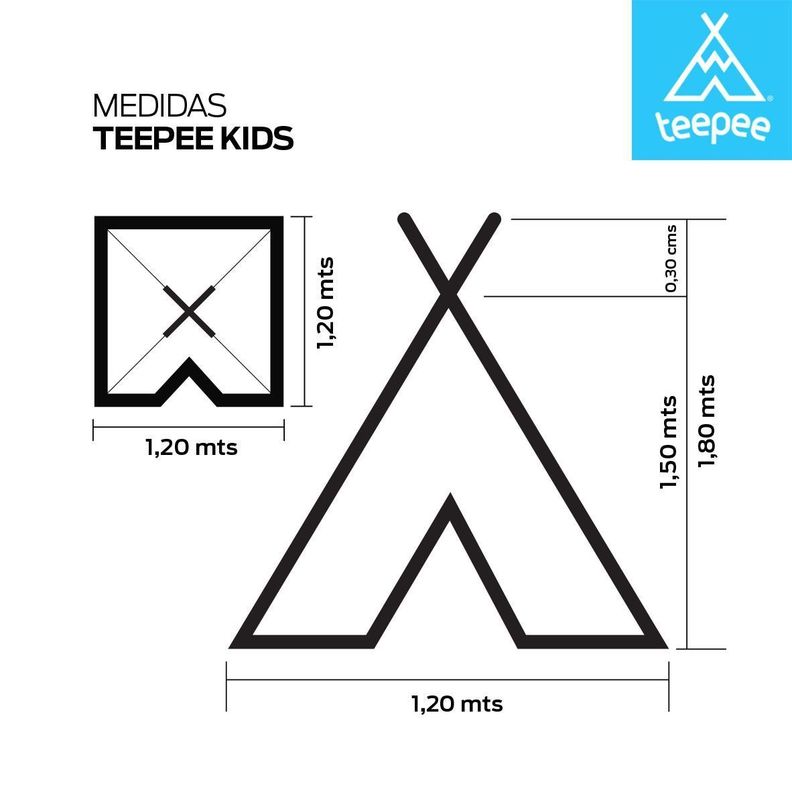 CARPA TIPI (TEEPEE) MODELO AZUL + PLAYMAT + BOLSO DE TRANSPORTE-4
