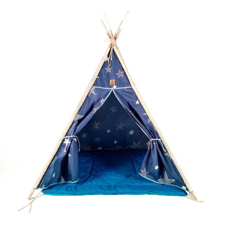 CARPA TIPI (TEEPEE) MODELO AZUL + PLAYMAT + BOLSO DE TRANSPORTE-0