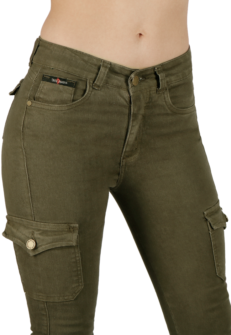 Jeans Cargo Pitillo Verde Mujer-2