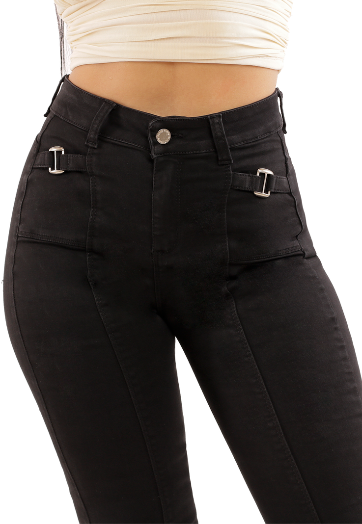 Jeans Pitillo Elasticado Negro Mujer Dirty-2