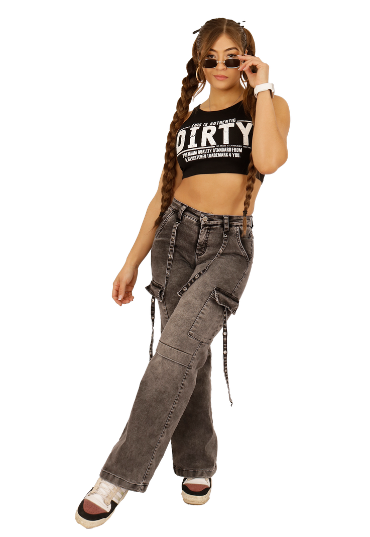 JEANS CARGO GRIS MUJER JE3702G-0