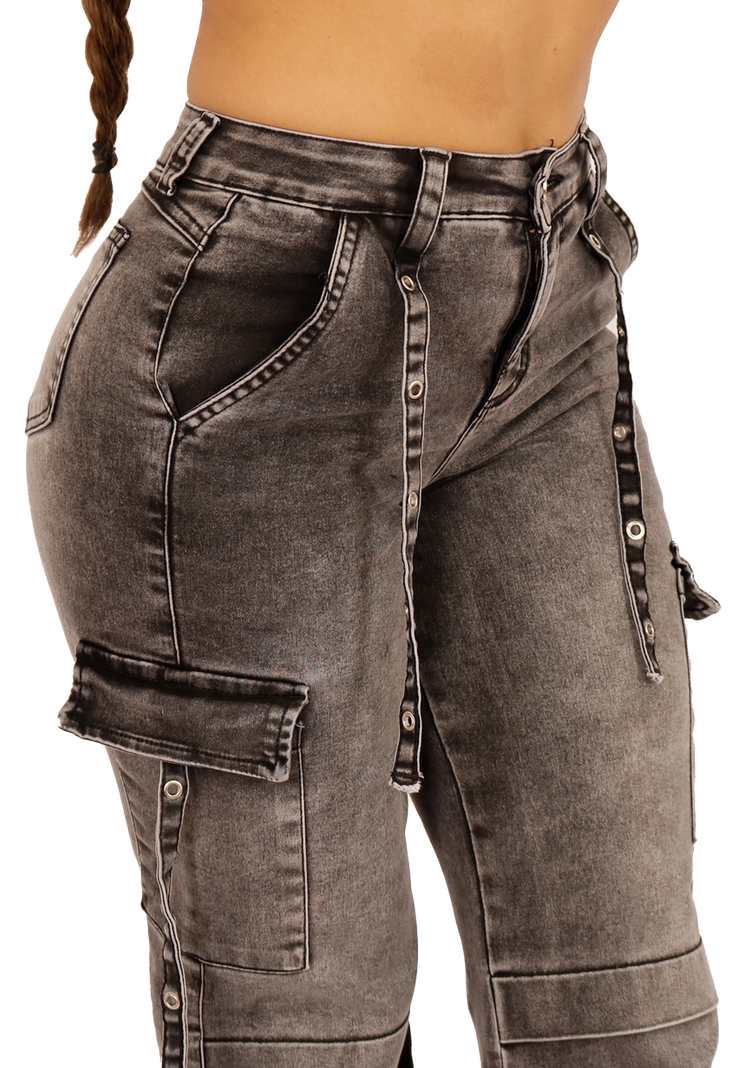 JEANS CARGO GRIS MUJER JE3702G-2