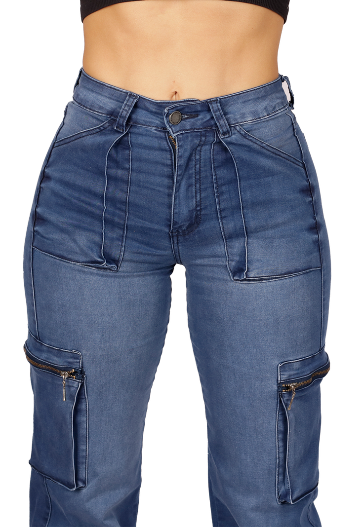 Jeans Cargo Azul Mujer JE3512A-2