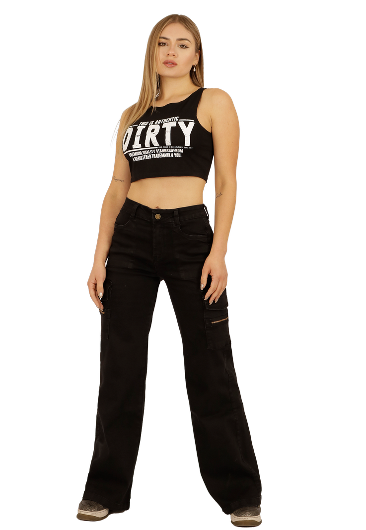 JEANS CARGO NEGRO MUJER JE3705N-0