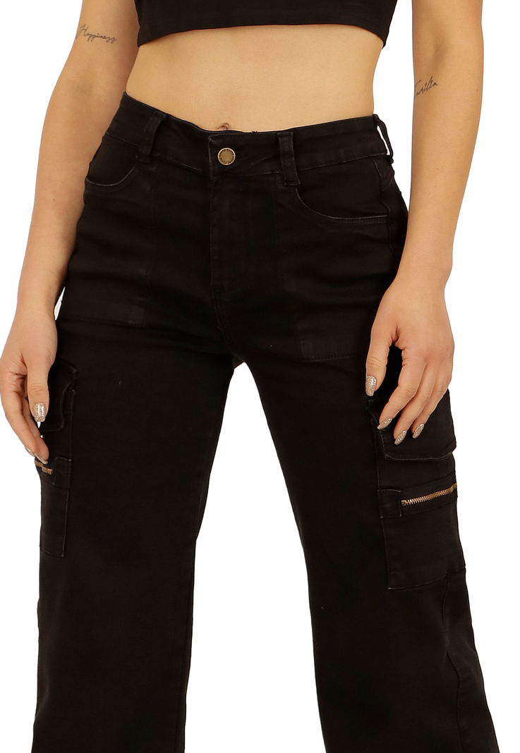 JEANS CARGO NEGRO MUJER JE3705N-2