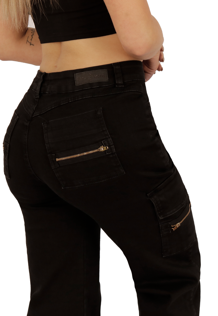 JEANS CARGO NEGRO MUJER JE3705N-3