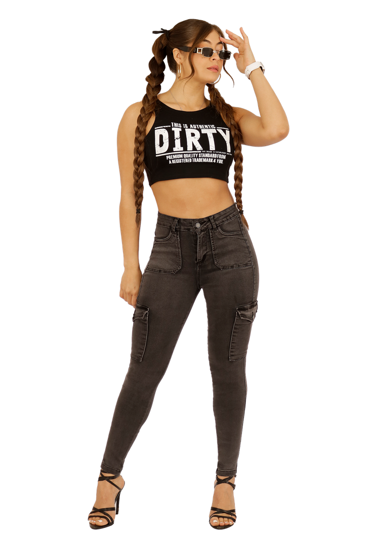 JEANS CARGO PITILLO GRIS MUJER JE3707G-0
