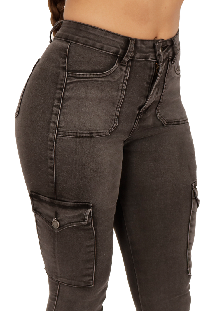 JEANS CARGO PITILLO GRIS MUJER JE3707G-1