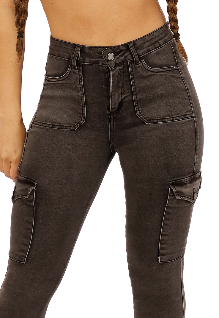 JEANS CARGO PITILLO GRIS MUJER JE3707G-2
