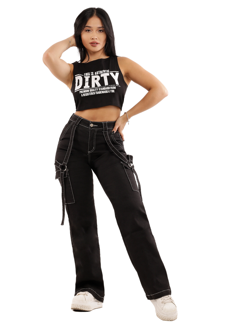 Jeans Mujer Cargo Negro JE3627N-0